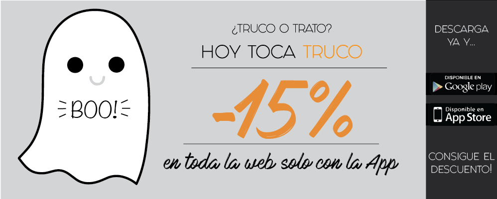 Dercarga nuestra app y consigue un 15% de descuento! 👻💀🎃 #poralegria