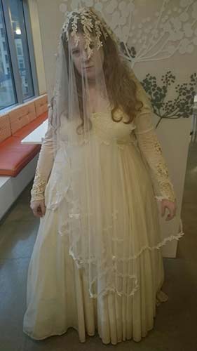 F_Crouter's tweet photo. Thank you, @SeattleGoodwill for the $10 dress. The @K2skates let me glide spookily through the cubicles at work. @Allrecipes #HappyHalloween https://t.co/eG94n2Ad69