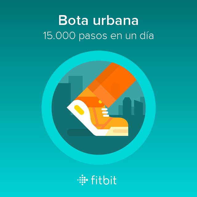 ¡Hoy he dado 15.000 pasos y he conseguido la insignia Bota urbana! #Fitbit