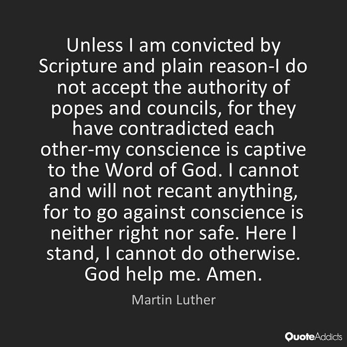 jacigreggs's tweet photo. "To go against conscience is neither right nor safe" #HappyReformationDay #boohumbug #fivesolas #alsoTULIP #alsocandy https://t.co/fWcyfkhIzk