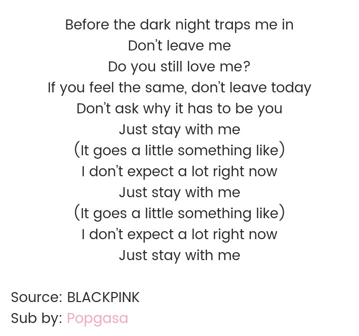 Daily Blackpink Lyrics Blackpink Stay English Sub Squaretwoinyourarea C Yg Blackpink T Co Gmjntzxpb4 Daily Blackpink Lyrics Blackpink Stay English Sub Squaretwoinyourarea C Yg Blackpink T Co Gmjntzxpb4