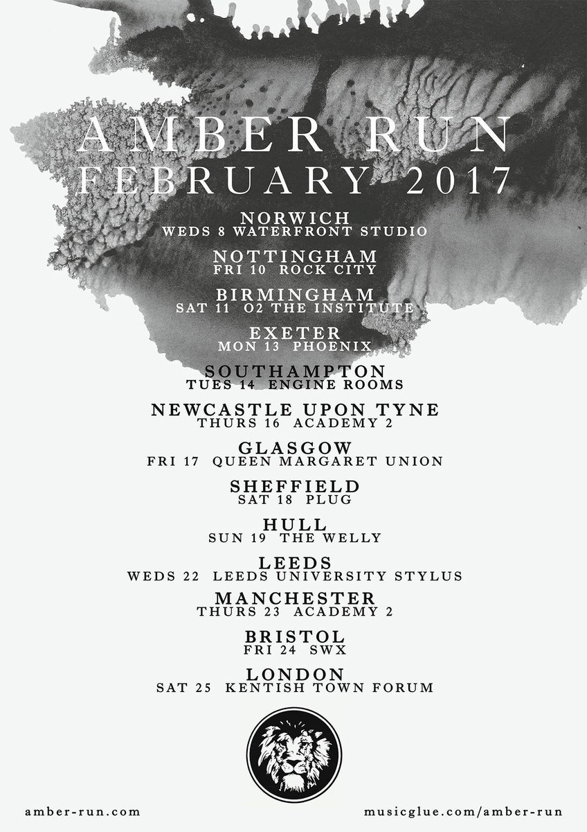 LuxLisbonMusic's tweet photo. Tickets for @AmberRun 's Feb 2017 gigs are on sale now if you'd missed! Do it. P.S What song do you want us to play on our own 2017 tour?! https://t.co/dkpnQuSgus