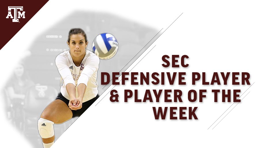 AggieVolleyball's tweet photo. Congratulations @VictoriaArenas for being named both SEC Defensive Player of the Week AND SEC Player of the Week! #12thMan https://t.co/1euuSRlGLz