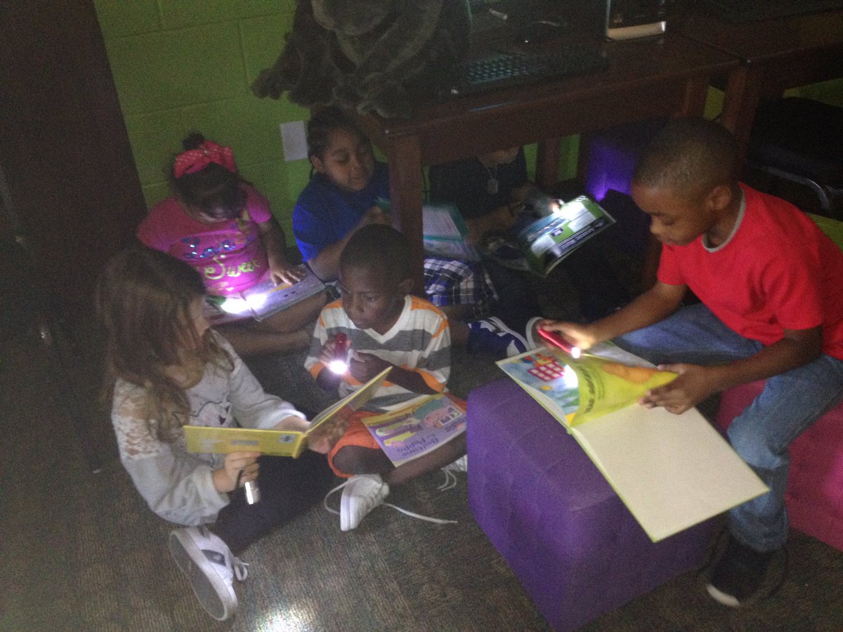 BCESMustangCity's tweet image. Kindergarten scholars reading by flashlight at Camp Readmore. #LearningIsAlwaysFun #BCEStrong💜