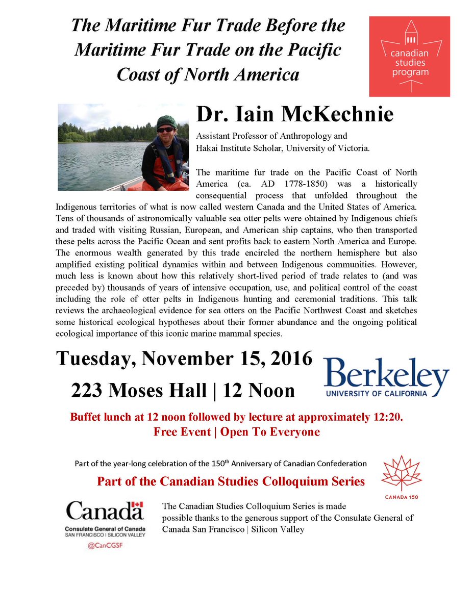 Join us November 15 to hear @IainMcKechnie speak on 'The Fur Trade Before the Fur Trade.' #FirstNations #CdnHist events.berkeley.edu/index.php/cale…