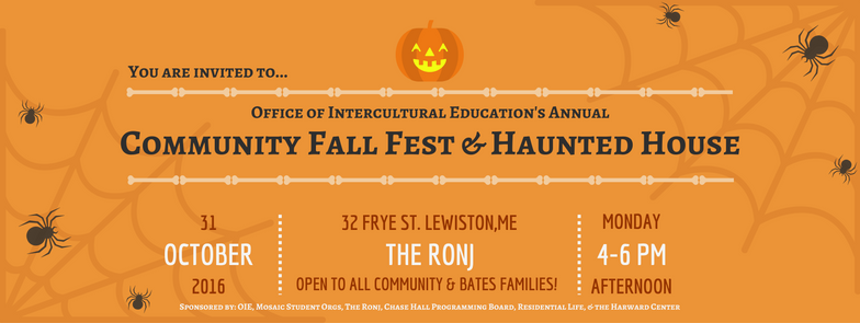 BatesCollege's tweet photo. #Batesies, don't miss the @BatesHarward Center's Community Fall Fest and Haunted House at @le_ronj TODAY from 4-6pm! #halloween https://t.co/F64KIuwVOv