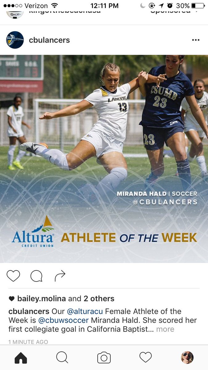 mvhsWolfPack's tweet photo. Miranda c/o '16 named Cal Baptist women's "athlete of the week"! https://t.co/fLC9OLEOpD