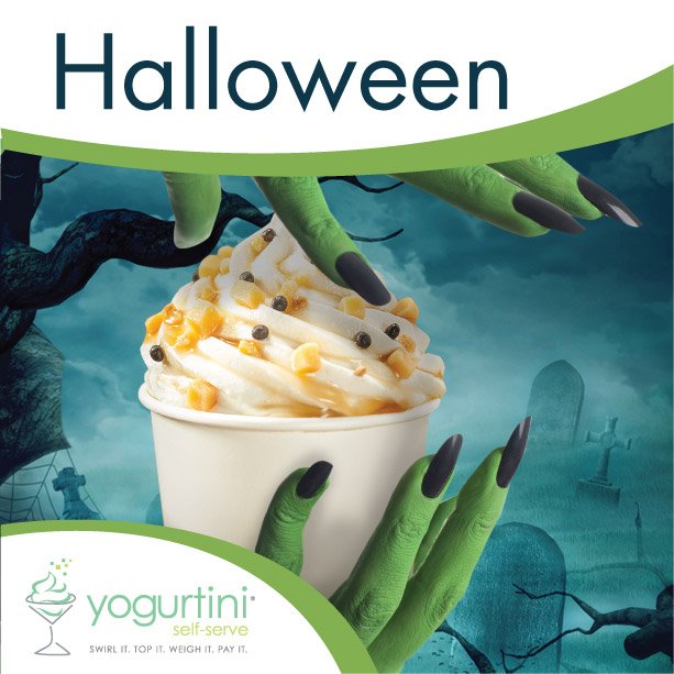 Yogurtini's tweet photo. Happy Halloween and stay safe out there you ghouls and goblins! #halloween #sweetsandtreats #notricks https://t.co/DRZZuouahA
