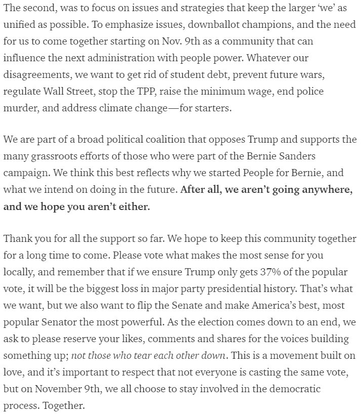 People4Bernie's tweet photo. As the general election comes to an end, we’re focusing on standing together. https://t.co/2mQ6Y7pb0x #FeelTheBern #FlipTheSenate https://t.co/BlzrWNktmY