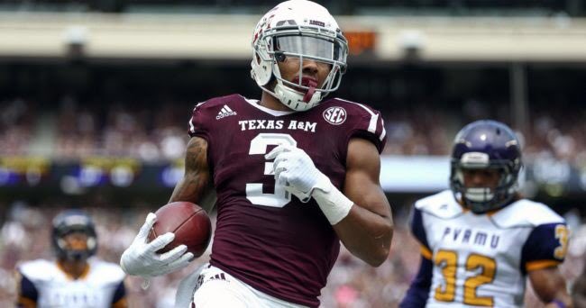 TAMU140for17's tweet photo. Memory No. 137: Christian Kirk breaks the school record for punt return TDs in a single game! #aggie140 #140for17 @TAMU @maysbusiness https://t.co/Q3y9CcsDXR