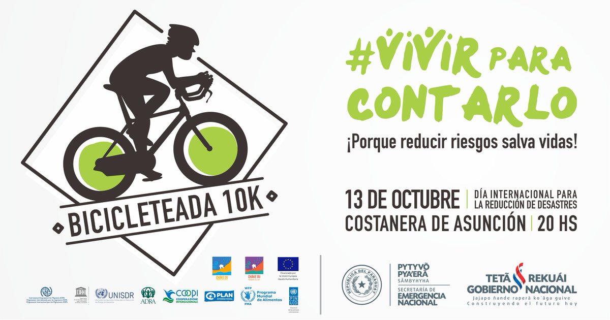 senparaguay's tweet photo. https://t.co/gzaGd7KU3H 👈 Así vivimos el 13/octubre, Día Internac. p/ la Reducción de Desastres, en la #Bicicleteada10K #VivirParaContarlo https://t.co/bAcIsACpMB