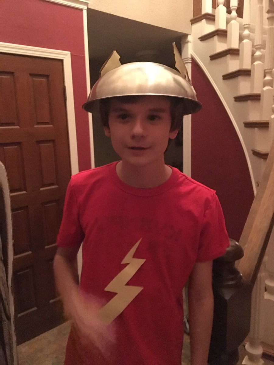 Homemade #jaygarrickflash costume. My wife just wants her bowl back undented...