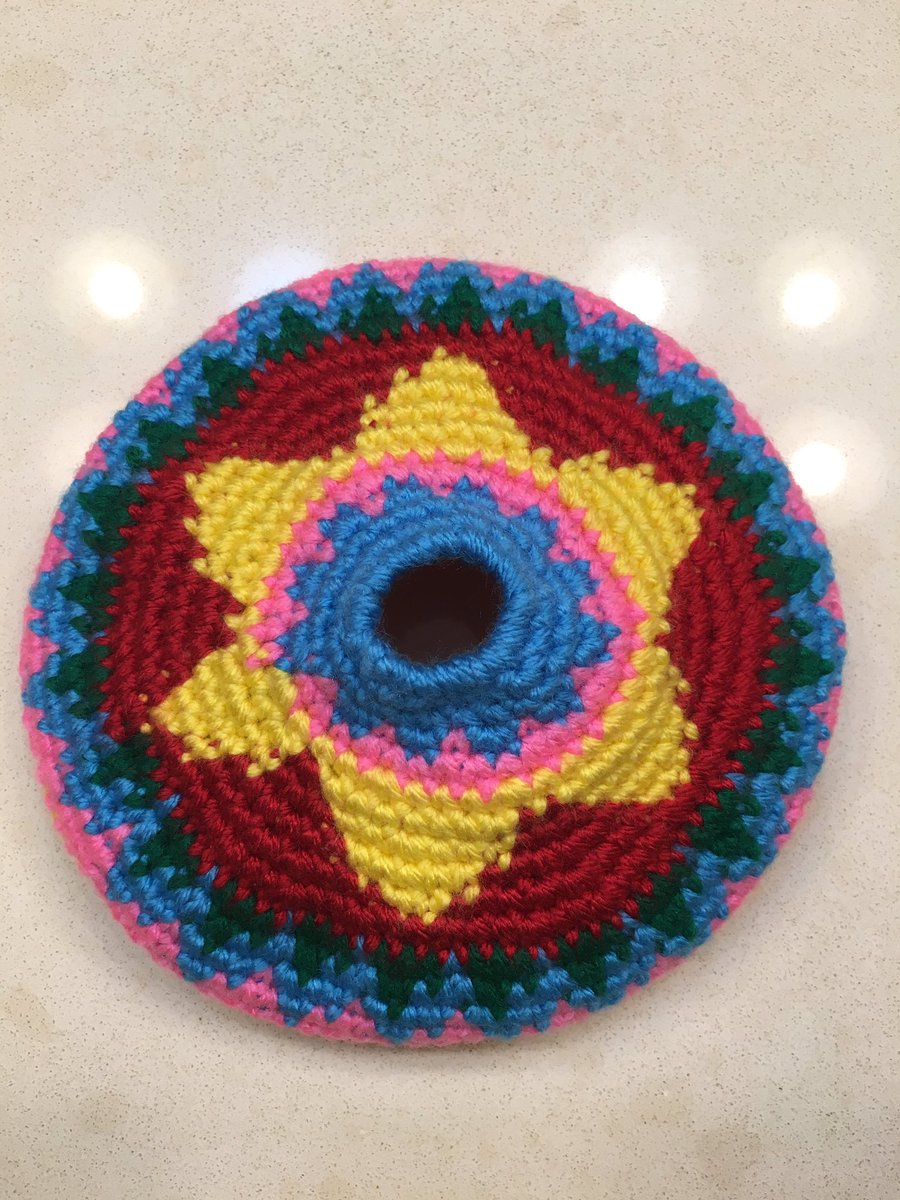 RevDouglasPeck's tweet photo. "@aprilfiet: Crochet frisbee :) #crochet #lionbrandyarnpattern https://t.co/MNY6EA33wn"hey #KintoreKnitters, check this out?