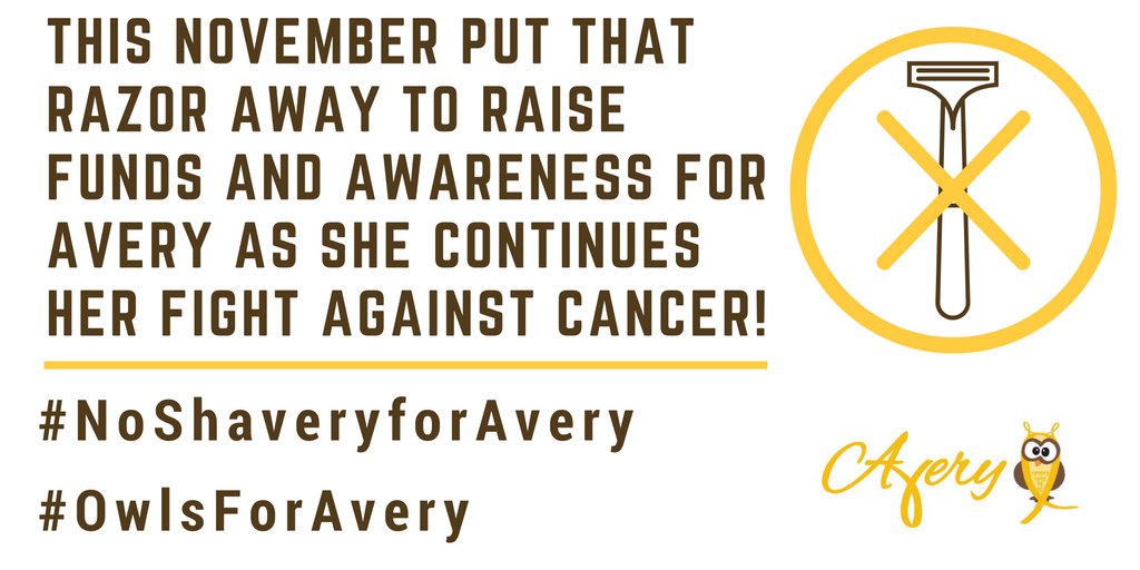 SSchweikhard's tweet photo. This November please join me in celebrating #NoShaveryForAvery to support sweet Avery and her battle with cancer. https://t.co/1C8Qr3ij95 https://t.co/szRO4eHktL