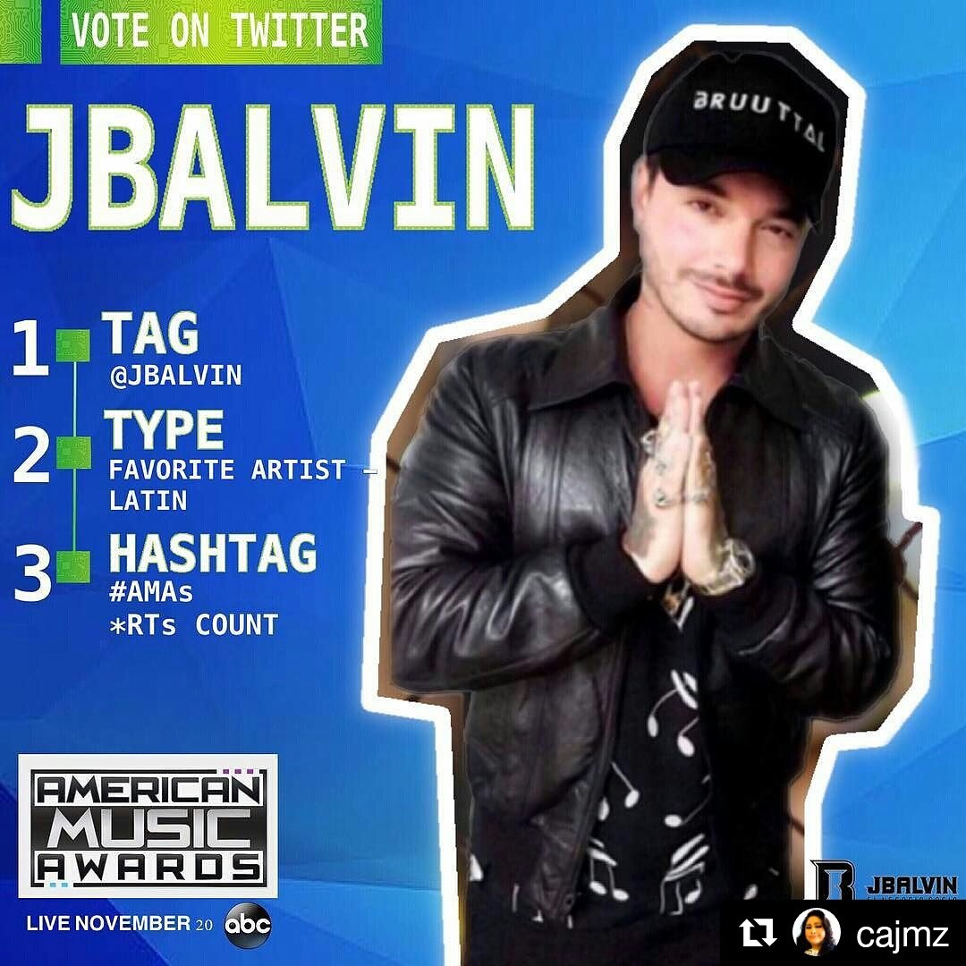JBFamiliaOeste's tweet photo. Vamos vota por #JBalvin en los #AMASAAwards2016 #latinArtist #AMAs https://t.co/zw6BrWTU4J