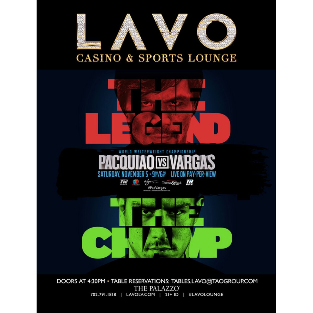 _aaronkmiller's tweet photo. The Legend will go glove to glove for the World Welterweight Championship! Get a ring side seat at Lavo Casino &amp; Sports Lounge! https://t.co/469CwkIiHW