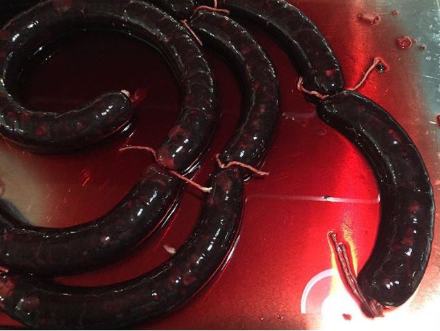 Fresh batch of #bloodsausage with <a href="/makerscommon/">Maker's Common</a> to say #HappyHalloween2016