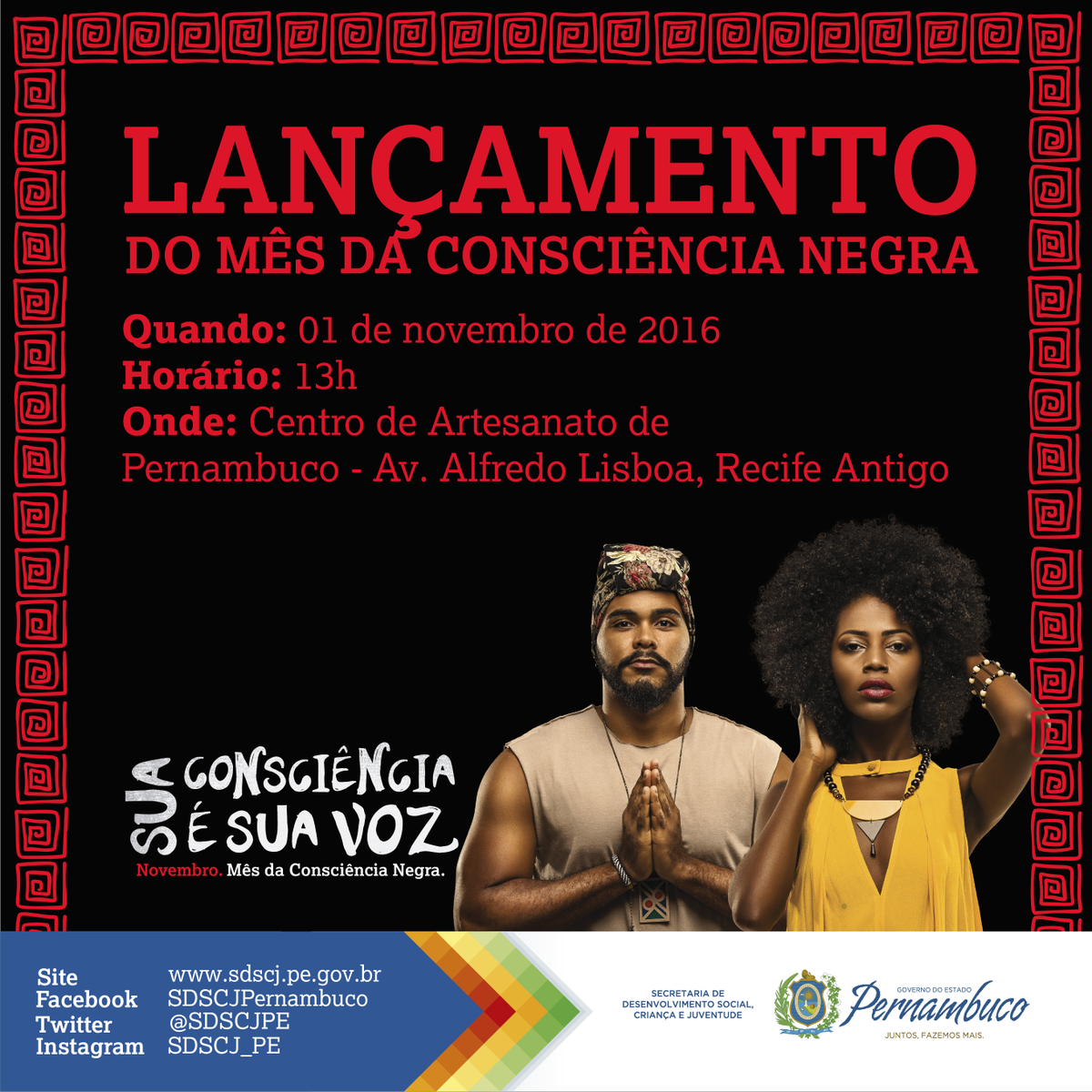 SDSCJPE's tweet photo. Amanhã (01), a @SDSCJPE faz o lançamento do Mês da Consciência Negra e a divulgação da programação oficial da ação. #IgualdadeRacial #GovPE https://t.co/AywVfEB6cW