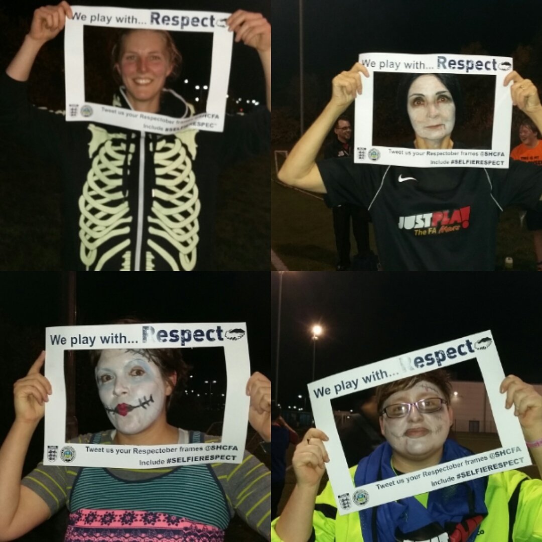 AFCUnity's tweet photo. AFC Unity do Respectober selfies - some Halloween themed! 
#SELFIERESPECT #UNITY @SHCFA https://t.co/jYHT8xBNwl