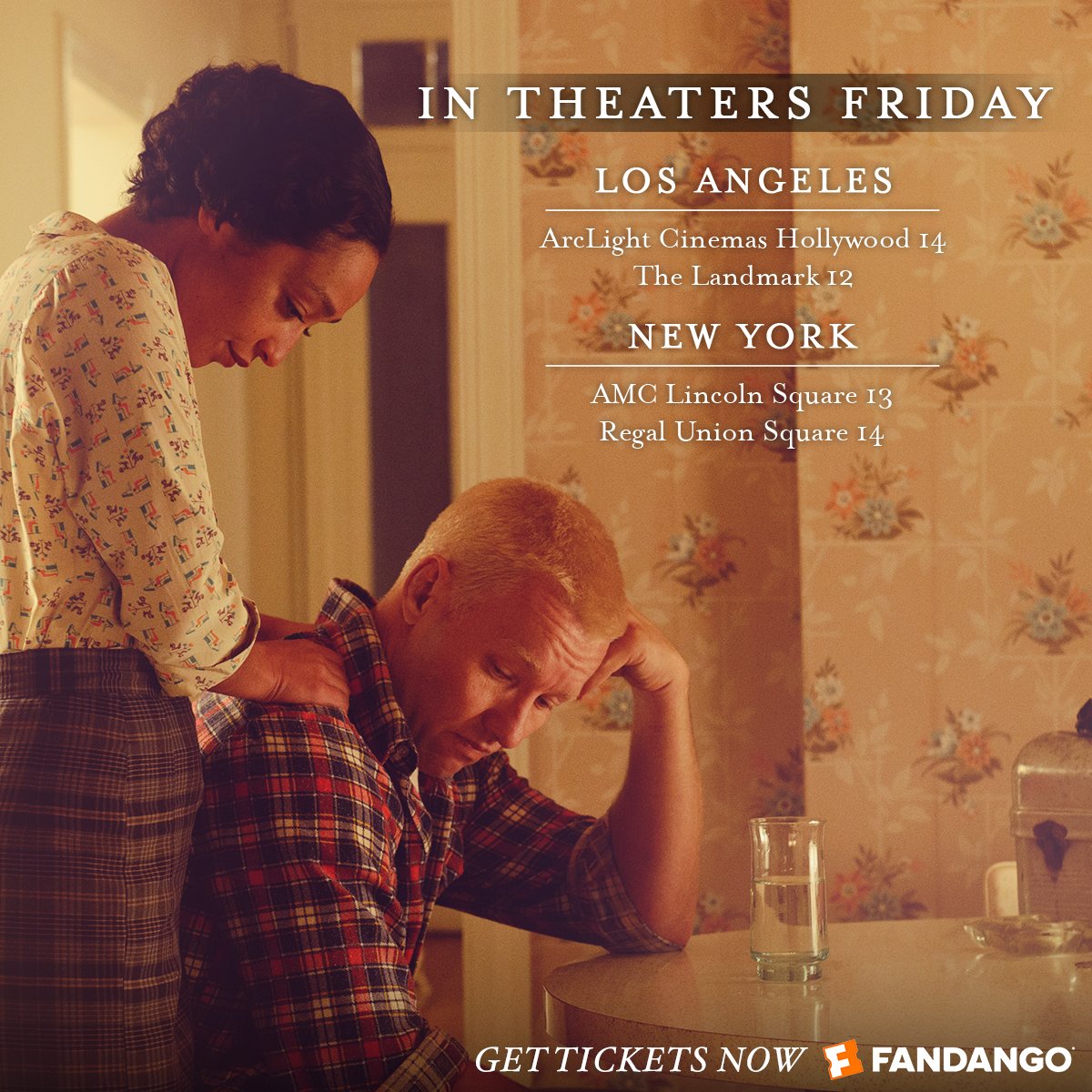 lovingthefilm's tweet photo. The strongest weapon of change is the power of love. Loving is opening in select theaters in NY and LA this Friday. #ThisIsLoving https://t.co/R2WJRqyH9O