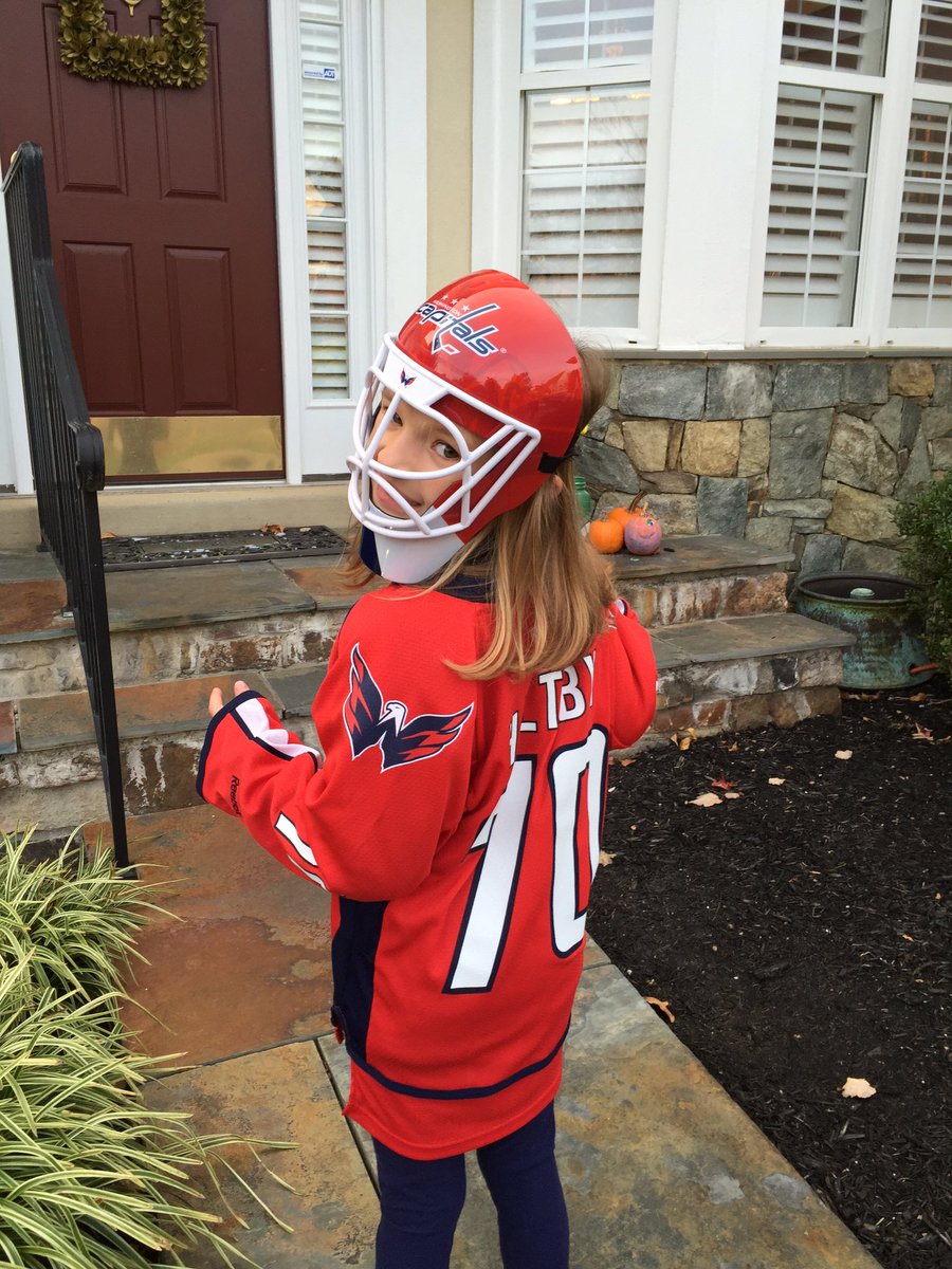 kjmpsu's tweet photo. "Holtby is going to love my costume!Go Caps!"-Joanna, 7 years old @Holts170 @Capitals @CourtneyCSN https://t.co/dtt7mLxj1d