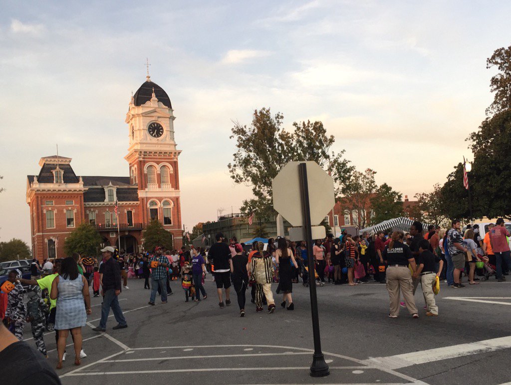 Happy Halloween! Trick or Treating has begun on the square in Covington, Georgia.