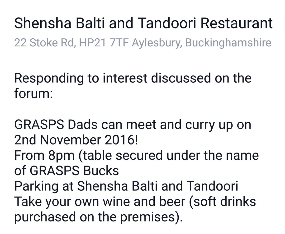 DAD'S Curry Night  Wednesday 2nd November  #support #autism