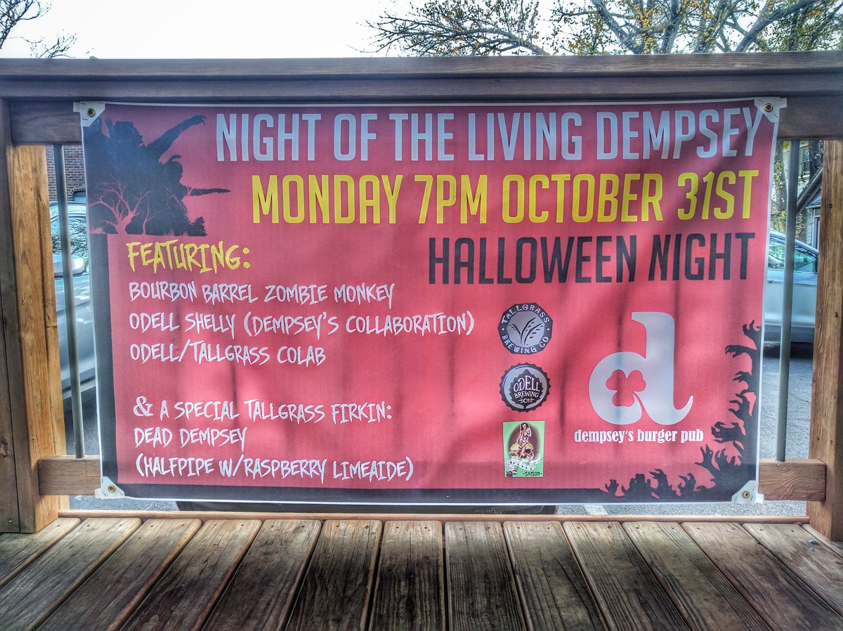 At <a href="/DempseysWichita/">Dempsey's Burger Pub</a> for the <a href="/OdellBrewing/">Odell Brewing Co</a> &amp; <a href="/TallgrassBeer/">Tallgrass Brewing Co</a> Halloween takeover! #Craftbeer