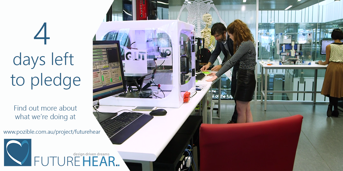 FutureHear's tweet photo. 4 days left to pledge on our #crowdfunding campaign https://t.co/1ltsGrmkli #3DPrintedEar https://t.co/bYLngGDYWv