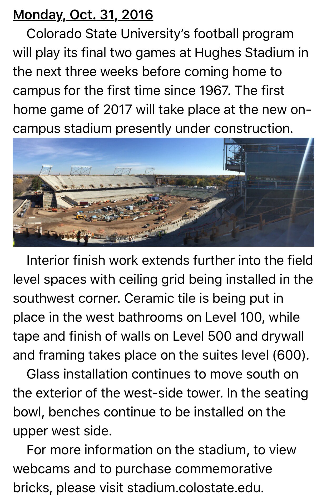 CSU Rams Football on Twitter: "Weekly stadium construction update