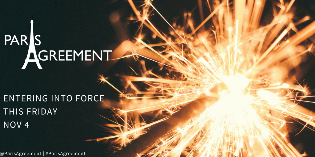 ParisAgreement's tweet image. The big day is just around the corner! The #ParisAgreement enters into force Nov 4! bit.ly/2fyrddv #COP22 #ClimateAction