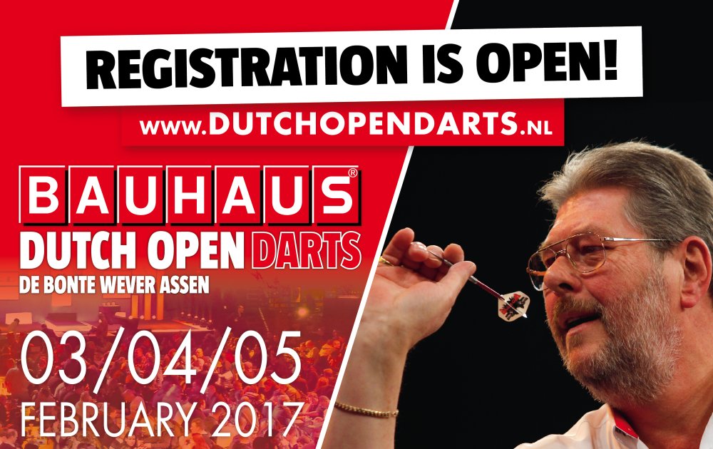 Registration for the BAUHAUS Dutch Open Darts 2017 is now possible! Go to: dutchopendarts.nl/en/registration <a href="/BDOdarts/">BDO Darts</a> <a href="/Winmau/">Winmau</a> <a href="/LittleRichard/">Richard Ashdown</a>