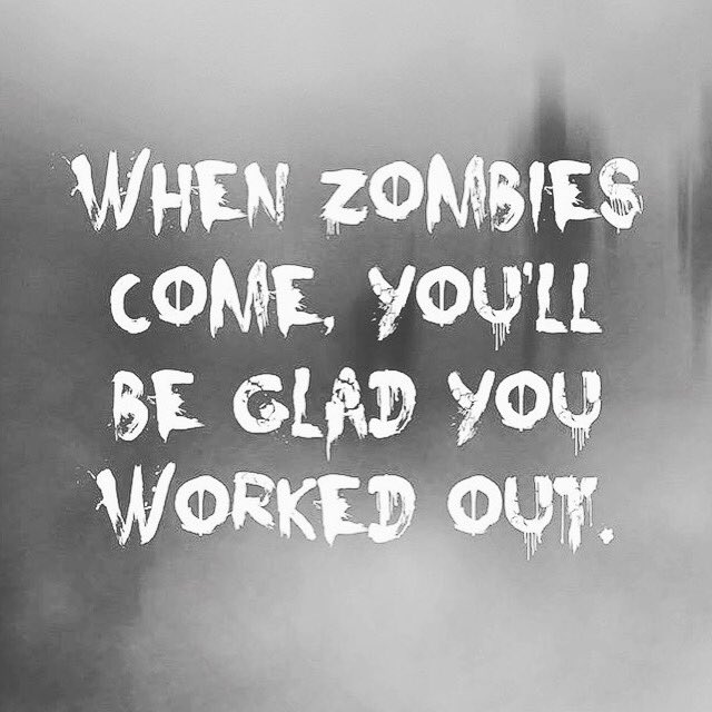 faithbarbare's tweet photo. Better hit that #cardio today! #zombieapocalypse #halloween #youready https://t.co/HTAVzv5QOG