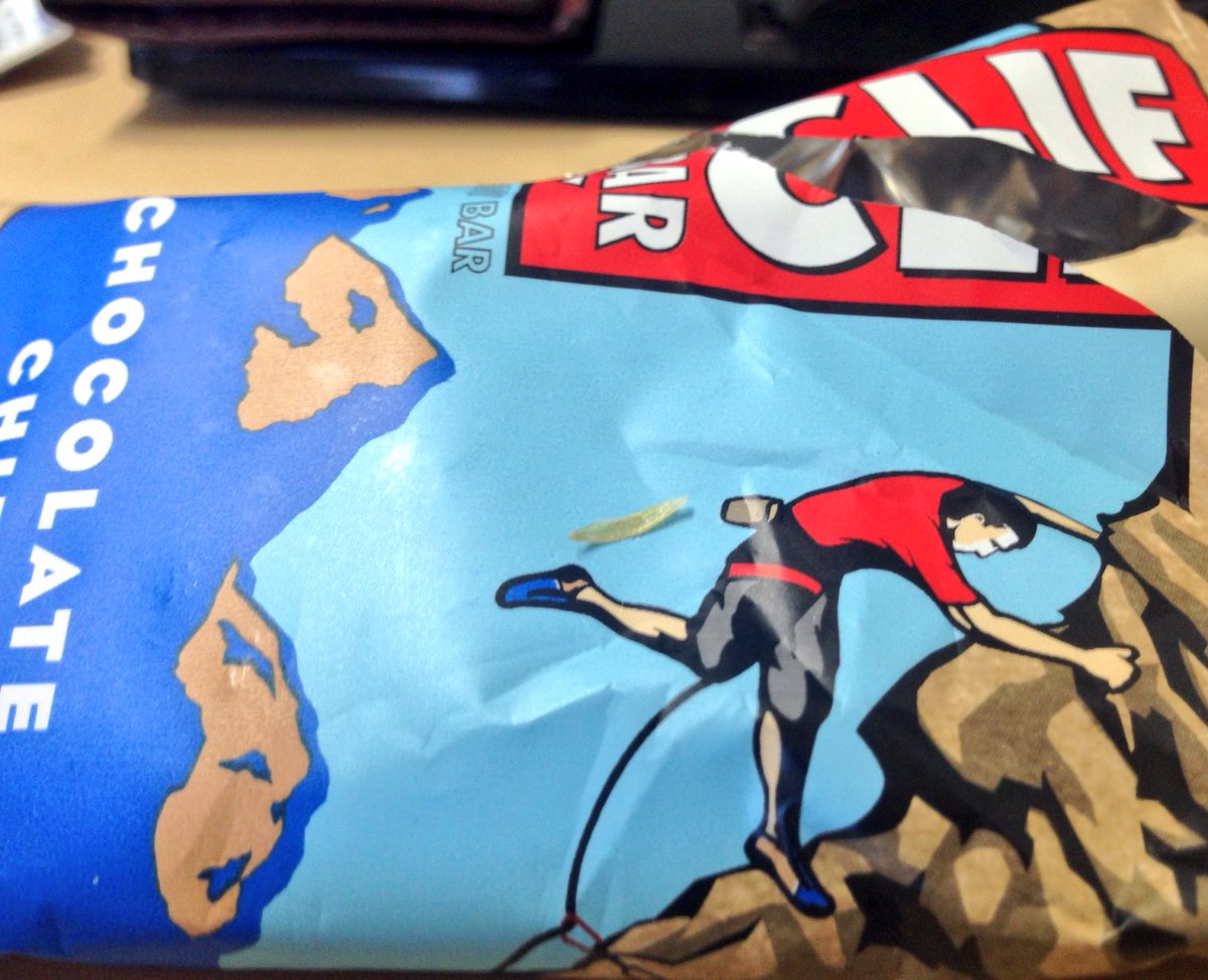 Worlidge's tweet photo. I've had a @clifbar #halloween #nightmare. I got a Clif employees finger nail instead of a choc chip. Look at this little horror #nailedit https://t.co/IuO0wJ5XWh