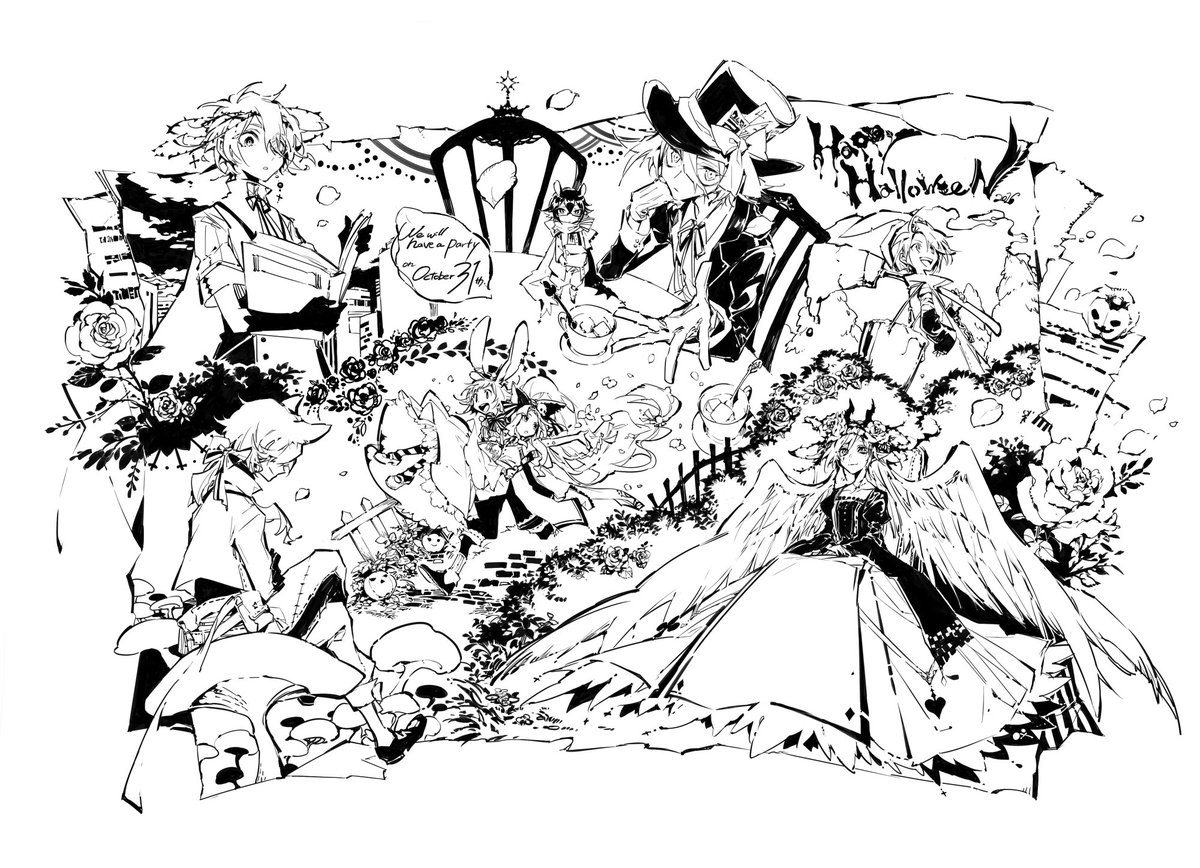ハロウィン絵の線画づめ 色塗りしてやろうという猛者はぜひ 