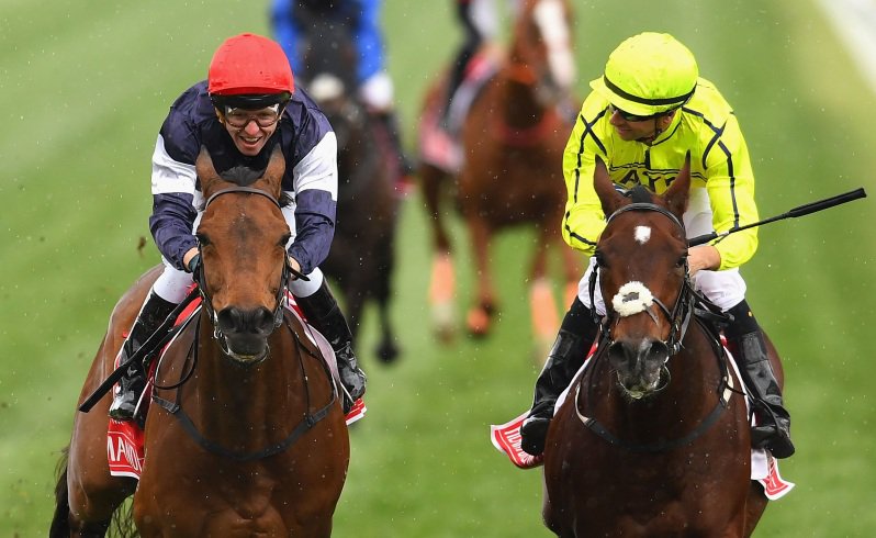 TheWestSport's tweet photo. What. A. Win. Rewatch the race here: https://t.co/1XfFq6WngR #MelbourneCup 
Picture: Quinn Rooney/Getty Images https://t.co/gIYwjUjy7w