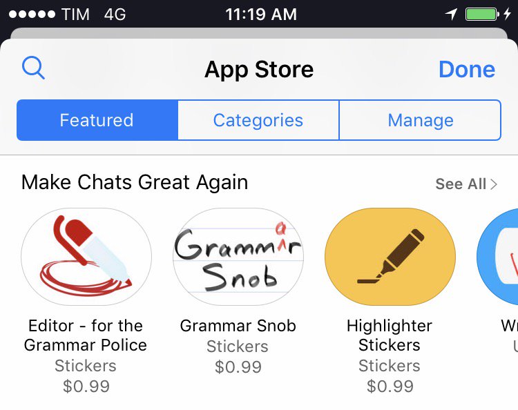 viticci's tweet photo. I am not kidding Apple just launched an App Store section called ‘Make Chats Great Again’ https://t.co/nW35F8y2qO