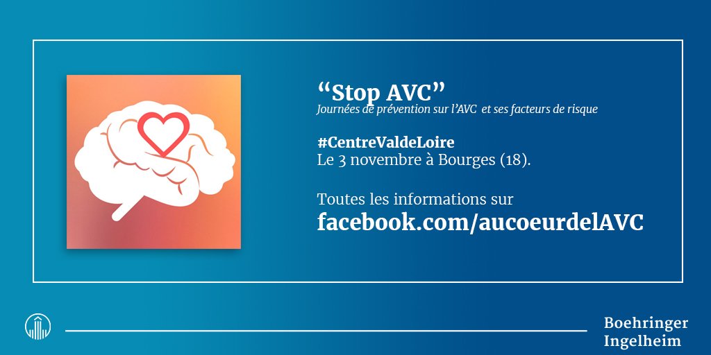 BoehringerFR's tweet photo. #StopAVC journĂ©es de prĂ©vention sur lâ#AVC & ses facteurs de risque. DĂ©couvrez nos Ă©vĂ©nements #CentreValdeLoire sur https://t.co/y7dwbcAOeJ https://t.co/0BGuIUDLGC