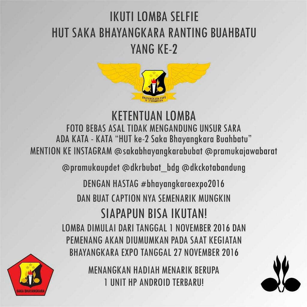 Saka Bhayangkara Buahbatu present. Yuuuk ikutan!! <a href="/dkckotabandung/">KsatriaUsadhatama</a> <a href="/PramukaJabar/">Pramuka Jawa Barat</a> <a href="/SbkBuahbatu/">SBK Buahbatu</a>  <a href="/skombubat_bdg/">Saka Kominfo Bubat</a>