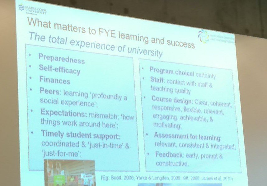 pstenkil's tweet photo. What matters to first year experience learning &amp; success:   #talnov16 https://t.co/3IVC3x0uK9