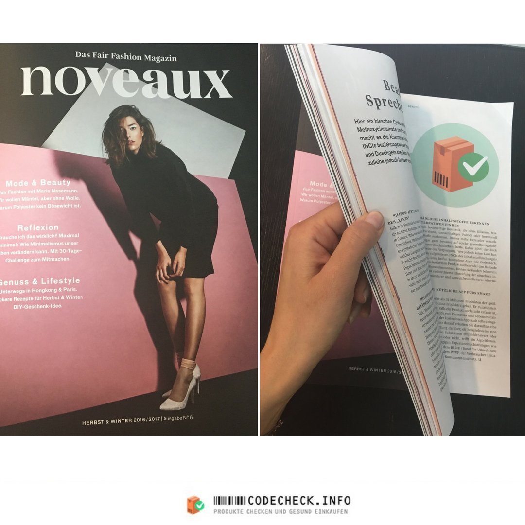 codecheck_info's tweet image. "Sprechen Sie INCI?" Wir freuen uns über eine Doppelseite #Codecheck im neuen @NoveauxMag 🎉!