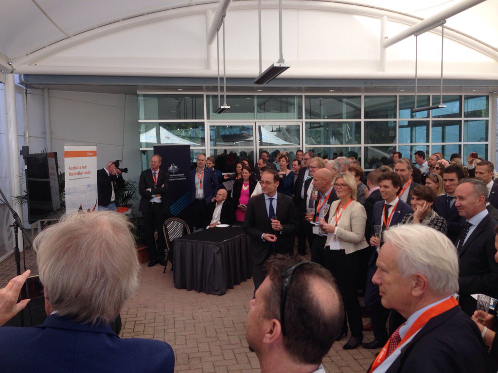 Dr_StephanPraet's tweet photo. @ministerPloumen and Dutch Trade Mission visiting @Ausport in @Canberra and getting true @melbournecup experience https://t.co/1kTrNOsBdY