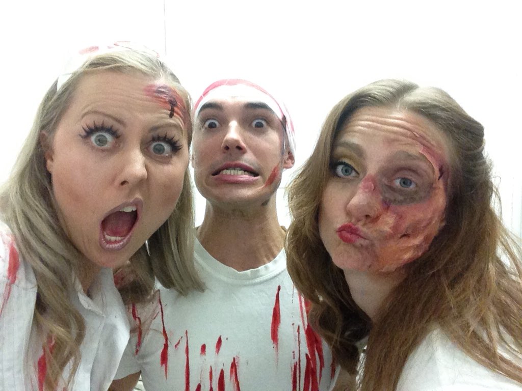 Happy Halloween from <a href="/VaultsQuartet/">Vaults Quartet</a> ! 😲 #halloween #stringquartet #sillyfaces #halloweenmakeup #zombies