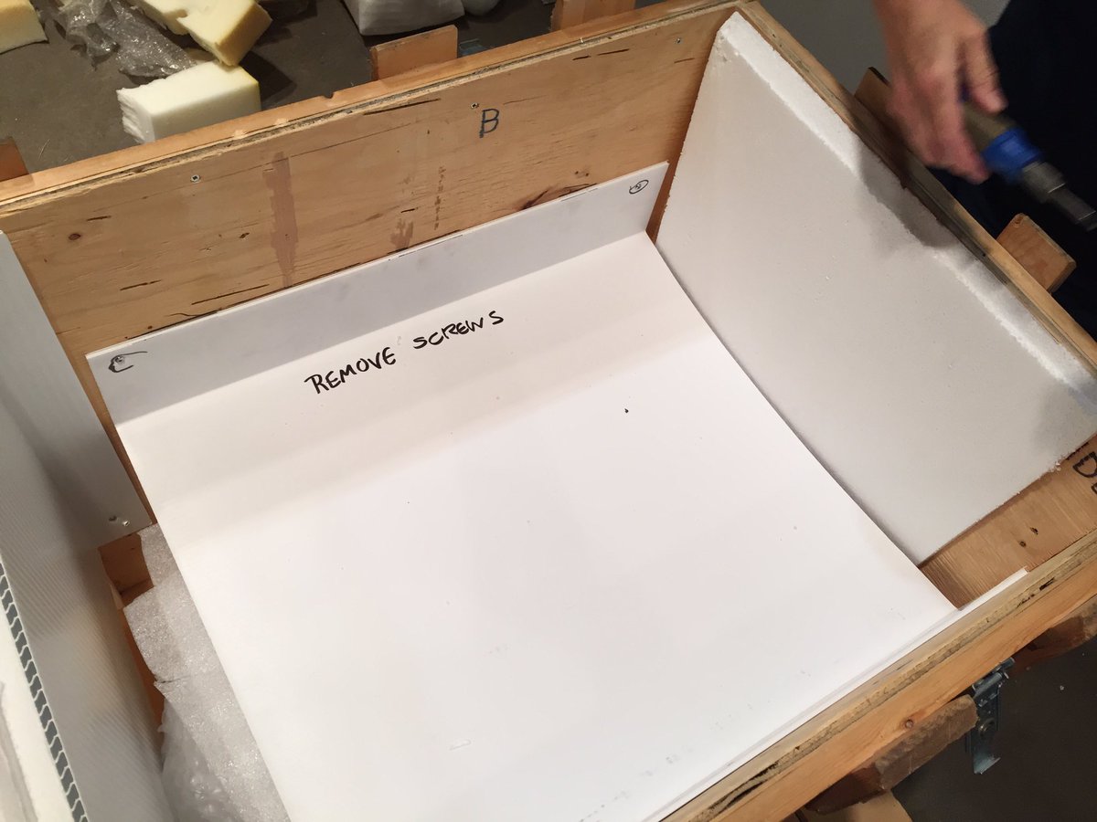 craftnovascotia's tweet photo. All boxes, crates, & sculptures are off pallets. Now to start unpacking for @Studio21FineArt #booth602 @sofaexpo. https://t.co/1wJAJcnRd6