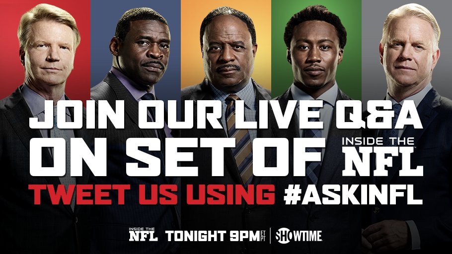 insidetheNFL's tweet photo. Join in on our live Twitter Q&amp;A. Ask your questions using #askINFL now! https://t.co/5Ei60XpPSO