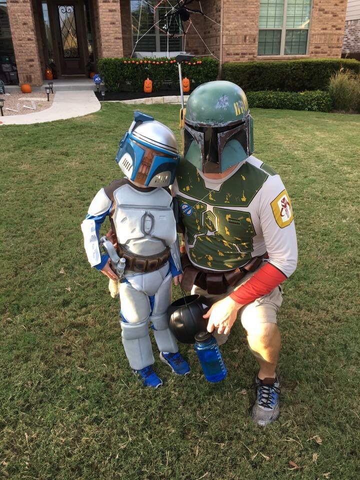 __ted__'s tweet photo. Building the Jango(not in pic) & Boba Fett helmets with my son was really a great addition to Halloween. More builds afoot. #blastech https://t.co/otrnJfyek8