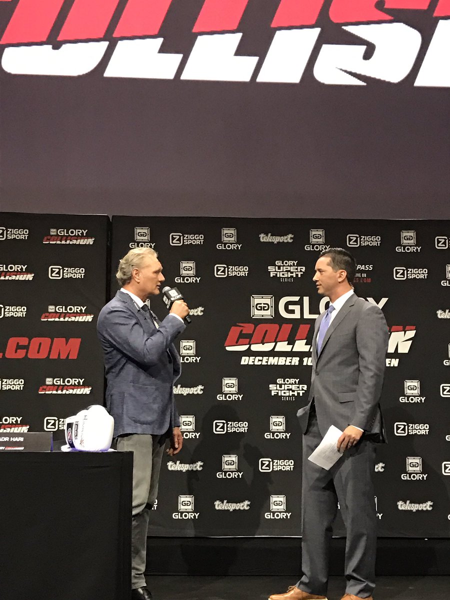 Glory matchmaker @CorHemmers talking with @toddgrisham to introduce #GloryCollision