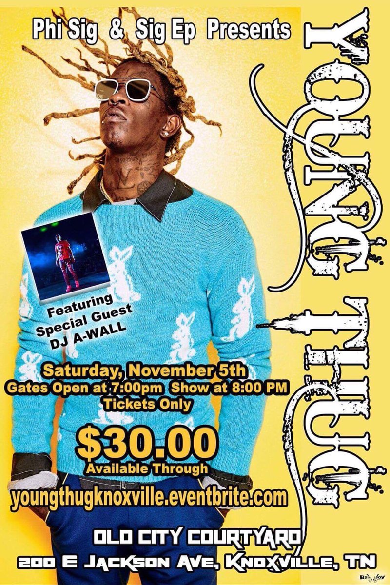 BEACHgetoffme's tweet photo. #UTHC16 #ThuggerThugger Hit up @_DJAWALL or @tennesseedjayju for tickets now!! Going fast so don't wait on it!!!!! https://t.co/iNxEkvcpd7
