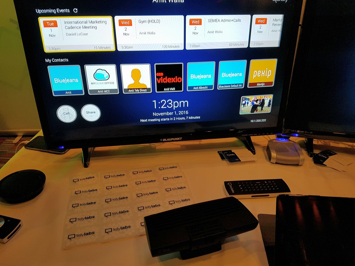AVMag's tweet photo. .@telylabs Tely 200 cloud optimised dual screen video endpoint is ideal for enterprise huddle spaces @ImagoScanSource #BBEvent2016 https://t.co/7G650VaqSE