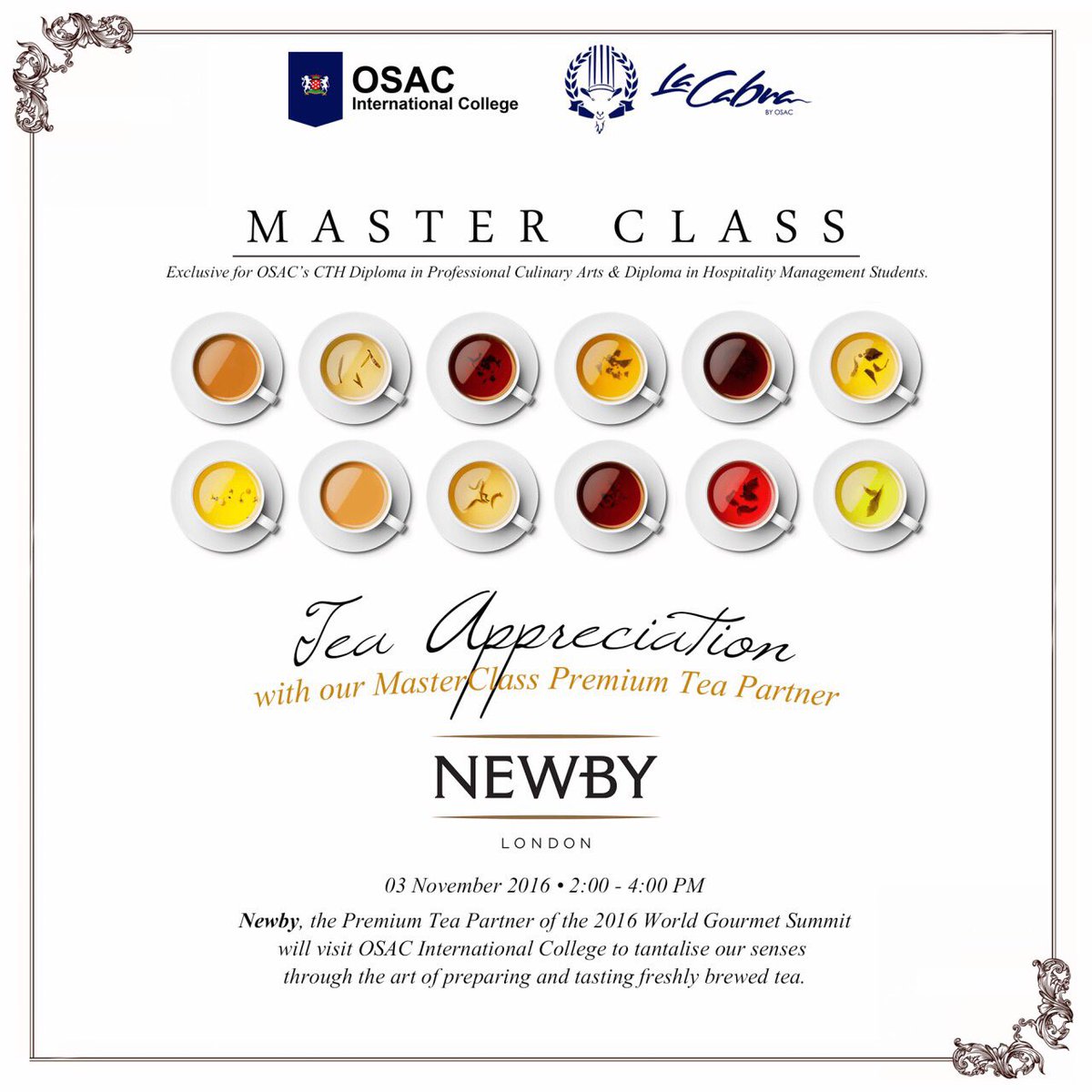 osaccollege's tweet photo. Tea appreciation session with Newby Tea at La Cabra by OSAC International College #newby #newbytea #lacabra #osac #newbyteasg https://t.co/K9Pwu1IGFe